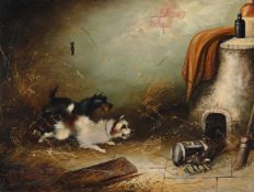 FRANK WORMALD CASSELL (BRITISH 1862-1908), TERRIERS RATTING, A PAIR