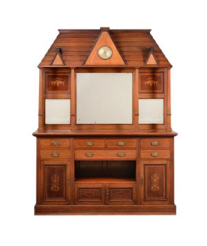 AN EDWARDIAN MAHOGANY AND INLAID SIDE CABINET