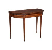 Y A GEORGE III ROSEWOOD AND SATINWOOD CARD TABLE