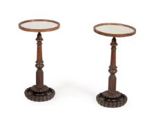 Y A PAIR OF OCCASIONAL TABLES CONVERTED FROM POLE-SCREENS