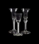 A GROUP OF THREE AIRTWIST WINE GLASSES