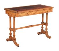 Y A LATE VICTORIAN MAPLE AND EBONY WRITING TABLE
