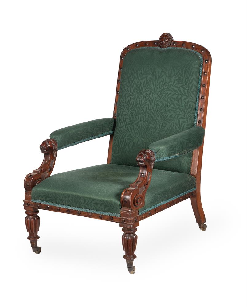 A WILLIAM IV CARVED MAHOGANY ARMCHAIR - Image 2 of 5