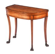 Y A GEORGE III MAPLE AND ROSEWOOD CARD TABLEIN THE MANNER OF MARSH & TATHAM