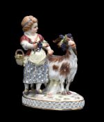 A MEISSEN GIRL WITH GOAT GROUP