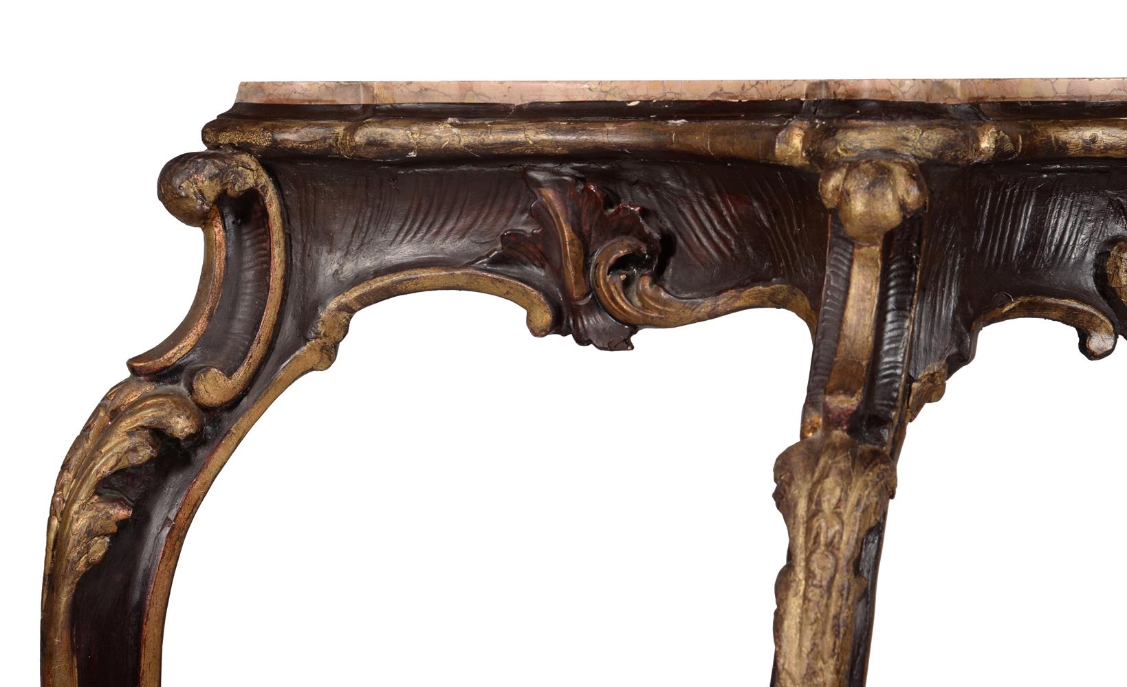 AN ITALIAN PAINTED AND GILTWOOD CONSOLE TABLE WITH MARBLE TOP - Image 10 of 13