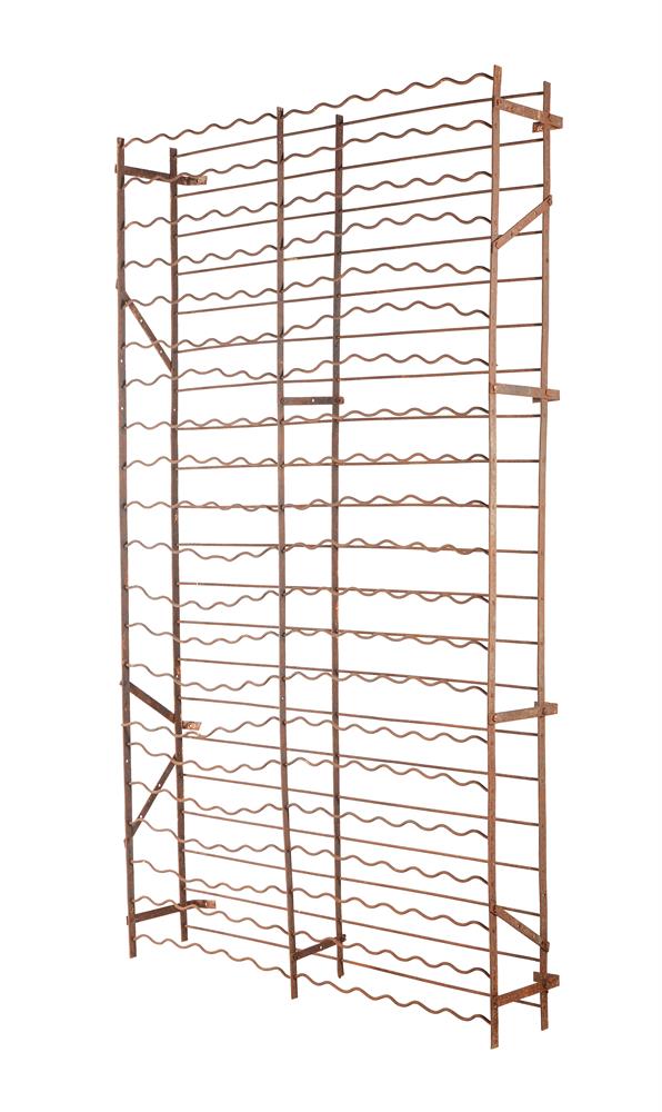 A FRENCH WROUGHT IRON WINE RACK