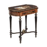 AN EBONISED AND GILT METAL OCCASIONAL TABLE IN NAPOLEON III STYLE