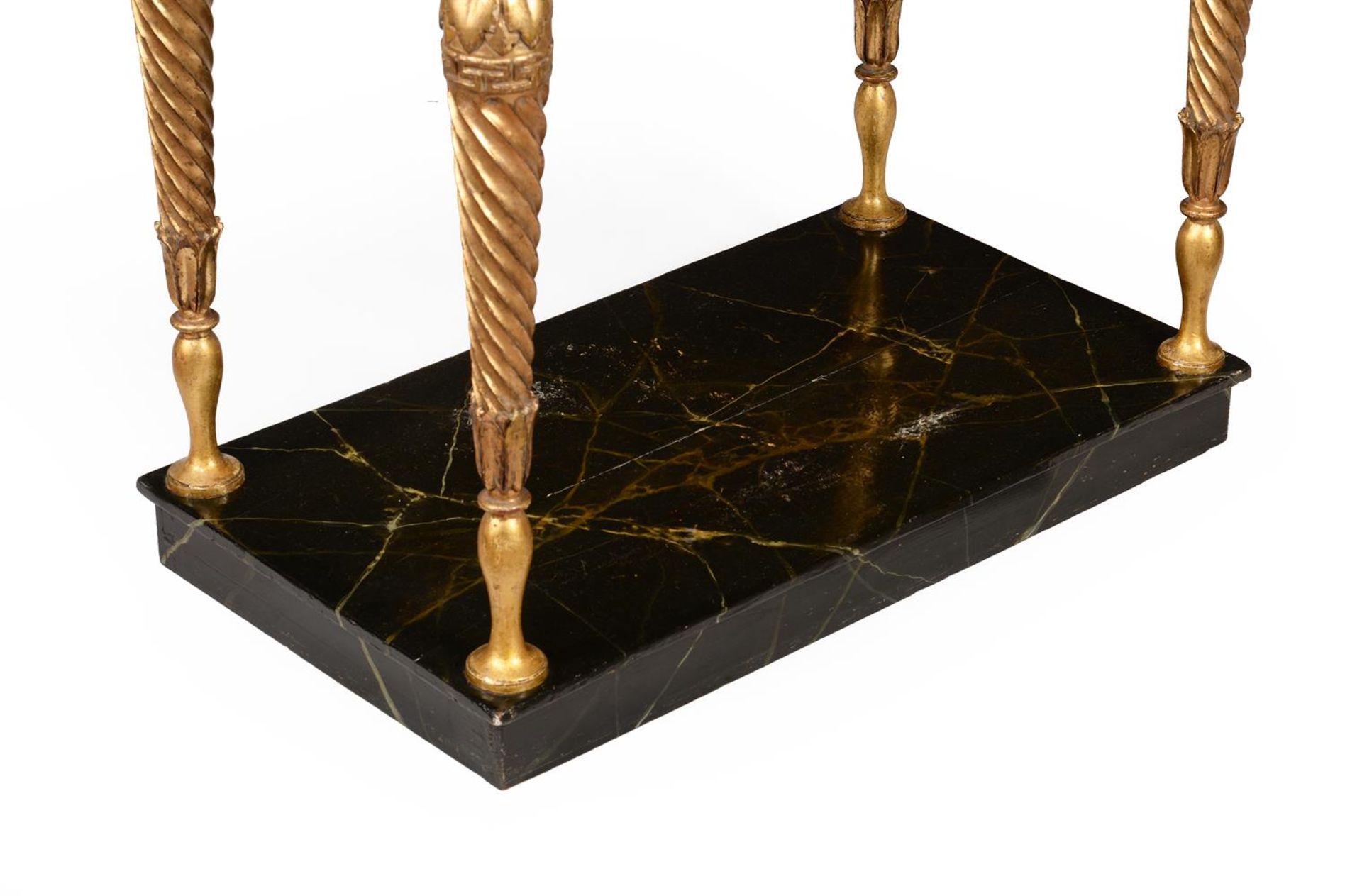 A GILTWOOD AND SIMULATED MARBLE CONSOLE TABLE - Image 3 of 5