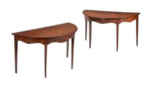 A PAIR OF LATE GEORGE III MAHOGANY CONSOLE TABLES