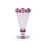 AN ART DECO VAL ST. LAMBERT 'VIANDEN' PALE AMETHYST OVERLAY AND CLEAR GLASS TRUMPET VASE