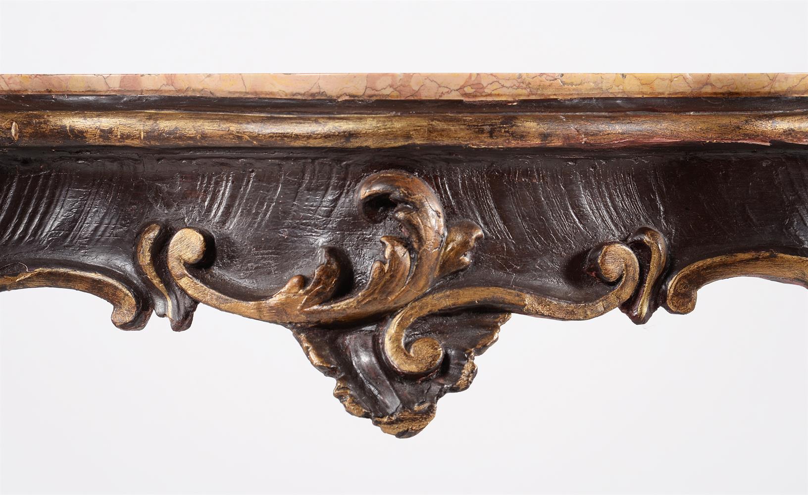 AN ITALIAN PAINTED AND GILTWOOD CONSOLE TABLE WITH MARBLE TOP - Image 3 of 13