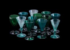 A MISCELANEOUS SELECTION OF GREEN AND HOCK GLASSES