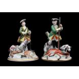 A PAIR OF MODERN MEISSEN HUNTSMEN GROUPS