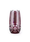 AN ART DECO VAL ST. LAMBERT 'ULYSSES' PALE RUBY OVERLAY AND CLEAR GLASS FLORIFORM VASE