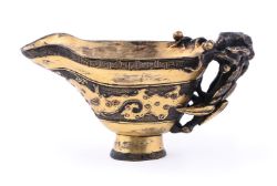 A CHINESE BRONZE ARCHAISTIC LIBATION CUP