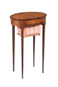 Y A GEORGE III OVAL SATINWOOD AND ROSEWOOD BANDED WORK TABLE