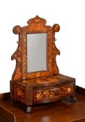 A DUTCH MAHOGANY AND MARQUETRY DRESSING MIRROR