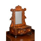 A DUTCH MAHOGANY AND MARQUETRY DRESSING MIRROR