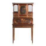 A FRENCH MAHOGANY AND GILT METAL MOUNTED CYLINDER WRITING DESK
