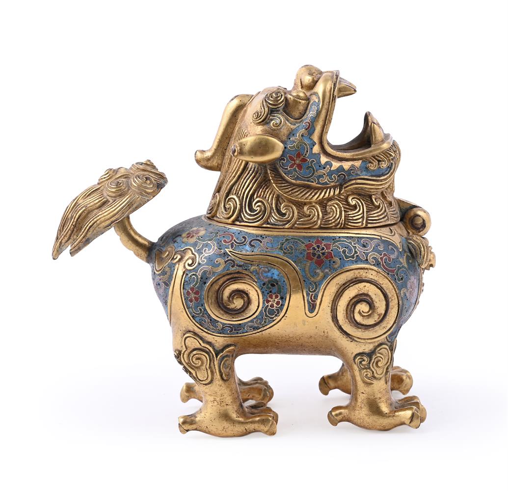 A CHINESE CLOISONNE INCENSE BURNER19TH OR 20TH CENTURYCast standing square - Image 2 of 5