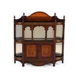 Y A LATE VICTORIAN OR EDWARDIAN ROSEWOOD AND MARQUETRY WALL CABINET