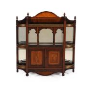 Y A LATE VICTORIAN OR EDWARDIAN ROSEWOOD AND MARQUETRY WALL CABINET