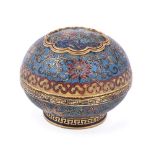 A CHINESE CLOISONNE CIRCULAR BOX AND COVER