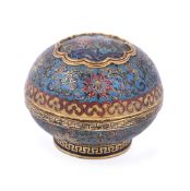 A CHINESE CLOISONNE CIRCULAR BOX AND COVER
