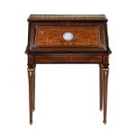 A FRENCH WALNUT, PARQUETRY AND GILT METAL MOUNTED BUREAU DE DAME