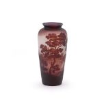 A VAL ST. LAMBERT SEPIA CAMEO GLASS 'VIENNOIS' VASE