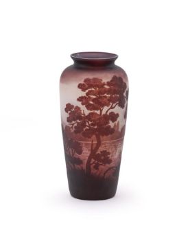 A VAL ST. LAMBERT SEPIA CAMEO GLASS 'VIENNOIS' VASE