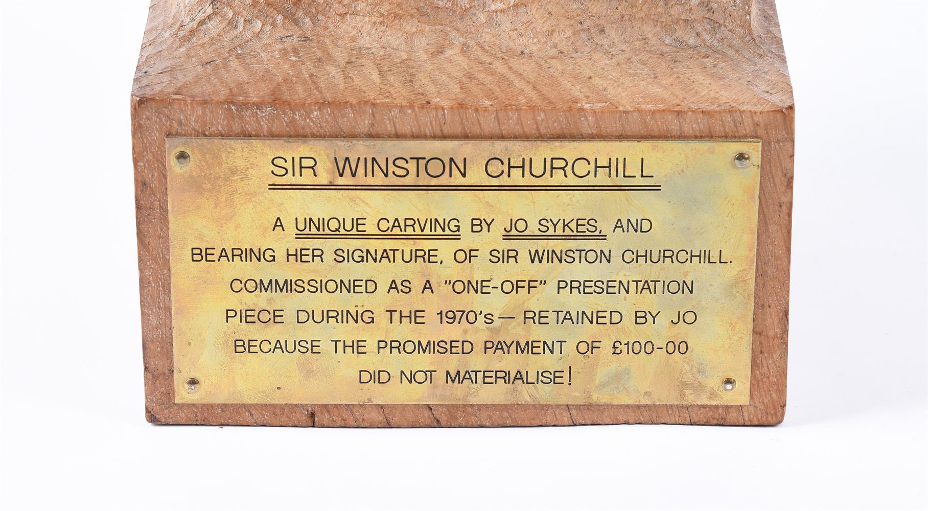 λ JO SYKES, A CARVED OAK BUST OF SIR WINSTON CHURCHILL - Image 2 of 3