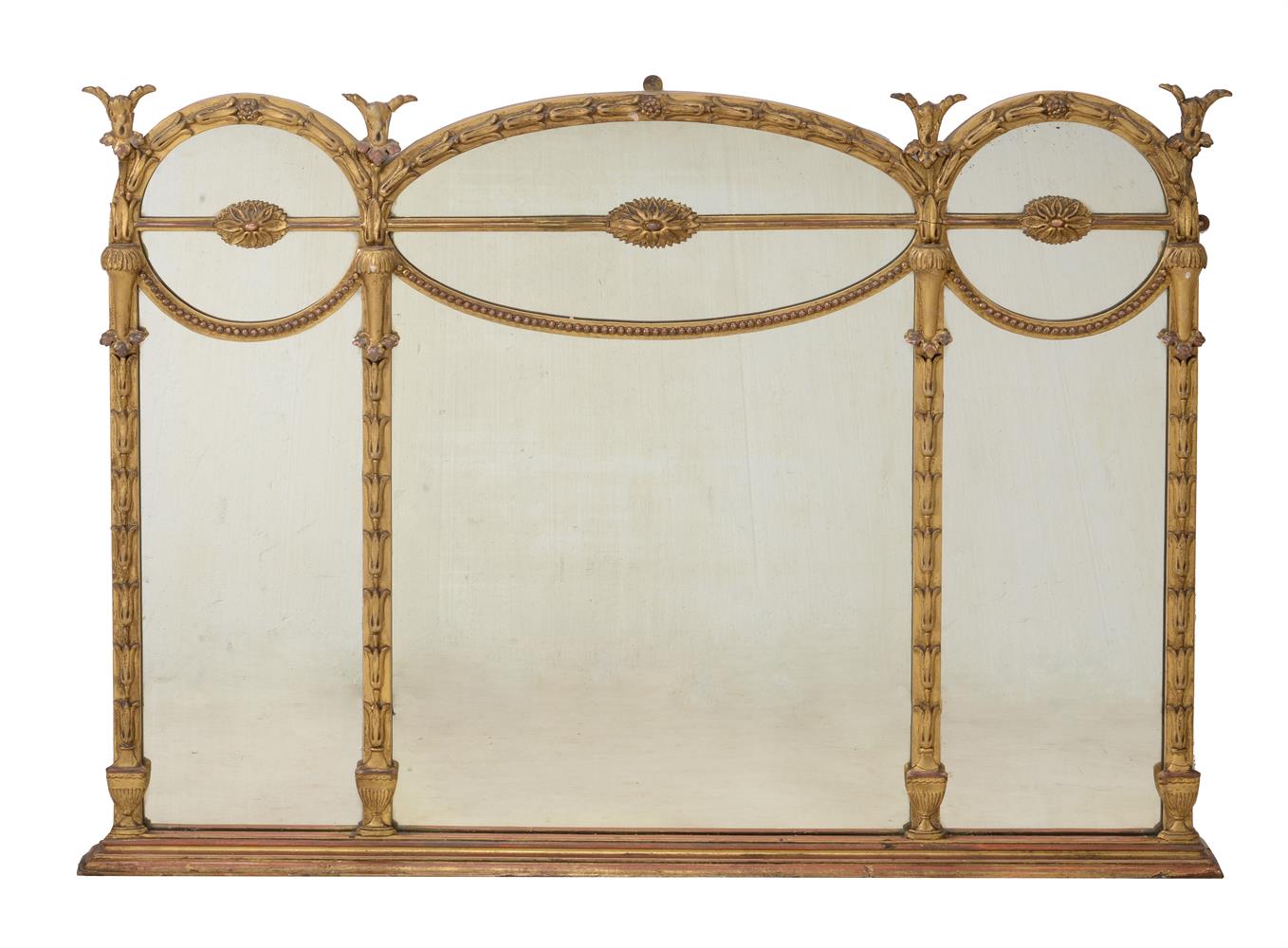 A GILT OVERMANTEL WALL MIRRORIN NEOCLASSICAL STYLE