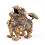 A CHINESE CLOISONNE INCENSE BURNER19TH OR 20TH CENTURYCast standing square