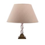 A CLEAR AND CRANBERRY GLASS TWIST TABLE LAMP