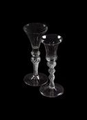 TWO MULTI KNOPPED AIRTWIST WINE GLASSES