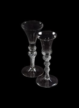 TWO MULTI KNOPPED AIRTWIST WINE GLASSES