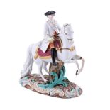 A MEISSEN (OUTSIDE DECORATED) EQUESTRIAN MODEL OF FREDERICK THE GREAT