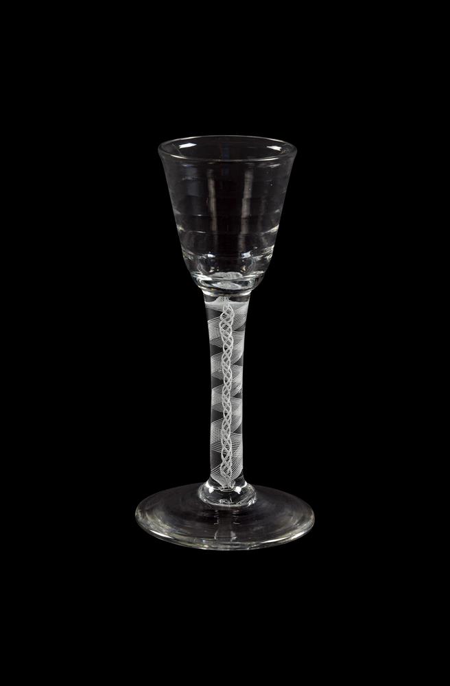 AN OPAQUE-TWIST WINE GLASS WITH 'LYNN' BOWL