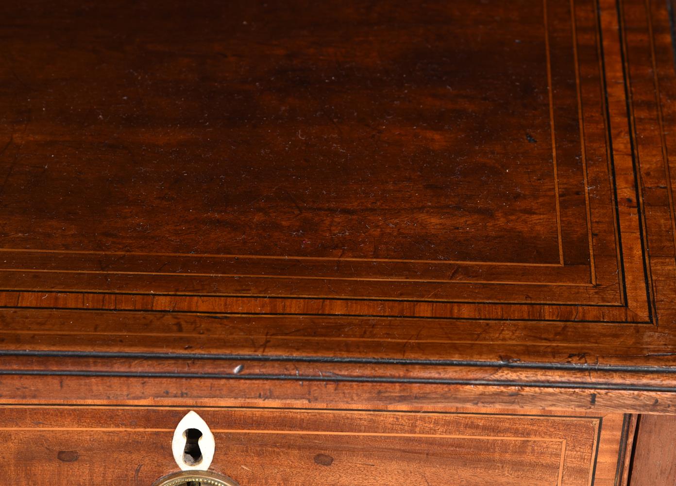 A VICTORIAN MAHOGANY AND SATINWOOD BANDED PARTNER'S PEDESTAL DESK - Image 3 of 3