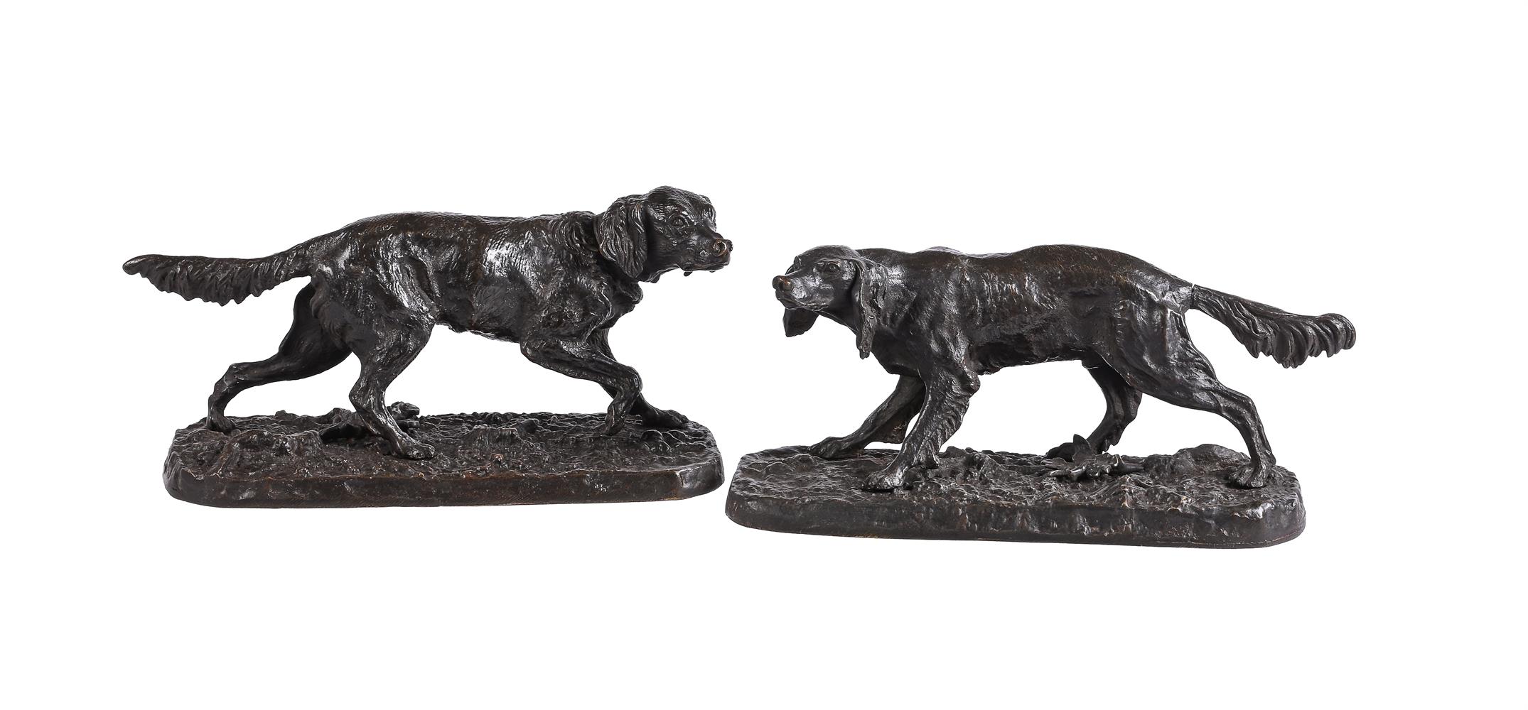 A PAIR OF CONTINENTAL, PROBABLY FRENCH, MODELS OF RETRIEVERS