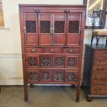 Chinese polished pine chicken coop dresser, 6' tall x 43.5" wide x 22" deep.