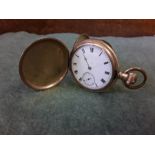 Gold plated Waltham, USA Traveller hunter pocket watch with English made Dennison case.