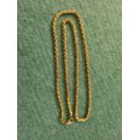 9ct gold rope chain 64cm, 36g.