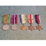 2nd World War medal group, Defence Medal, War, Atlantic Star, Africa Star with 1st Army Corp