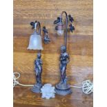 A pair of modern classical ladies modelled as table lamps.