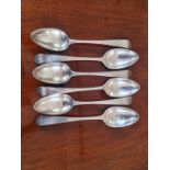 Set of 6 Edinburgh silver serving spoons assay 1797, makers mark unknown, 230mm long, 342g.