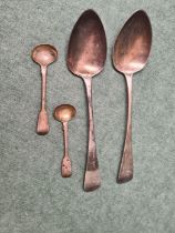 Pair of Georgian silver table spoons by John Brydie, assay London 1816, 124g and 2 Victorian