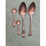 Pair of Georgian silver table spoons by John Brydie, assay London 1816, 124g and 2 Victorian